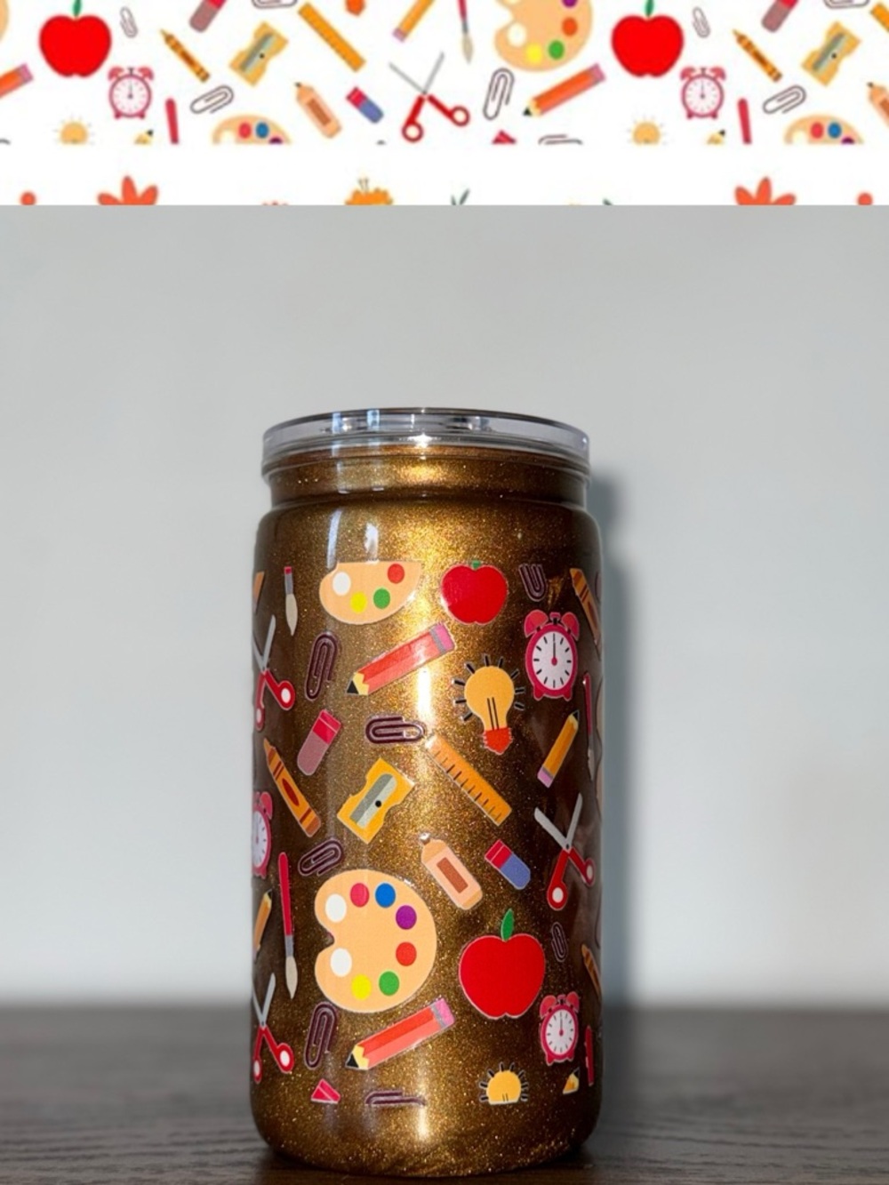 Sparkling Bronze School-Themed Tumbler